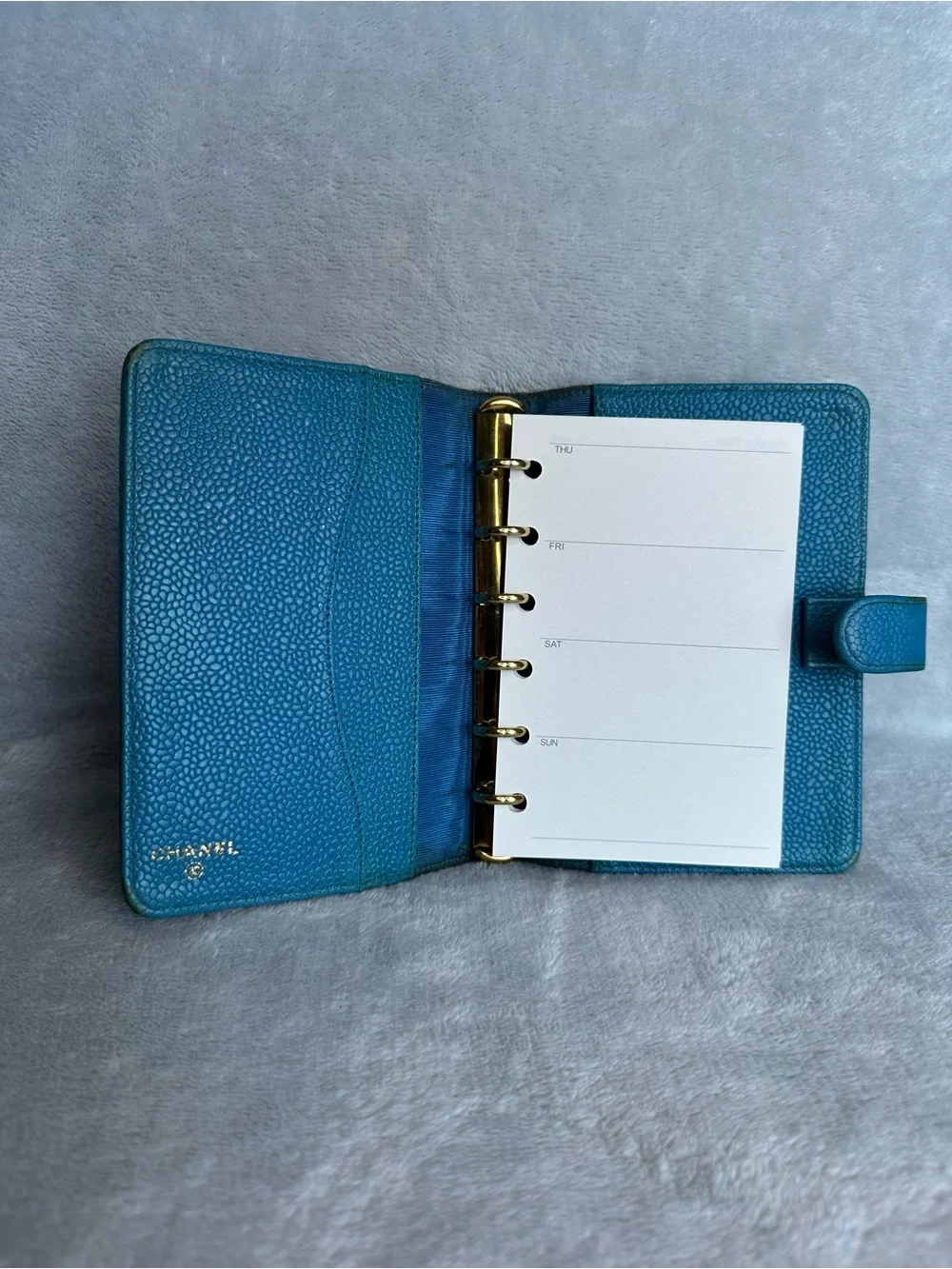 💙 CHANEL Vintage Blue Caviar Leather Agenda Planner Cover CC Logo 💙 - Picture 12 of 14